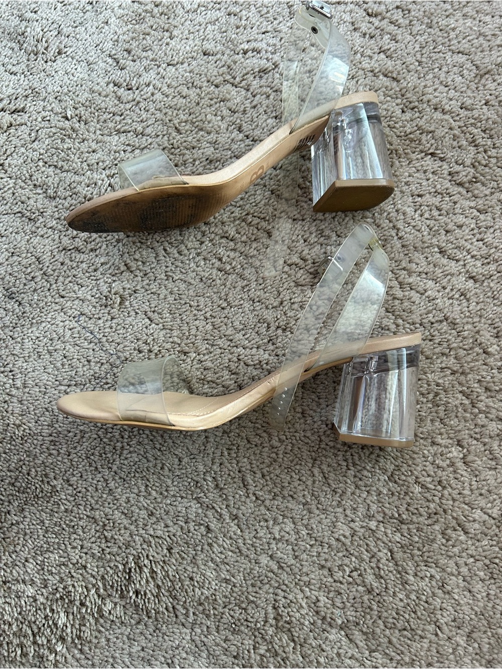 Gianni Bini Clear Lucite Block Heel Sandals